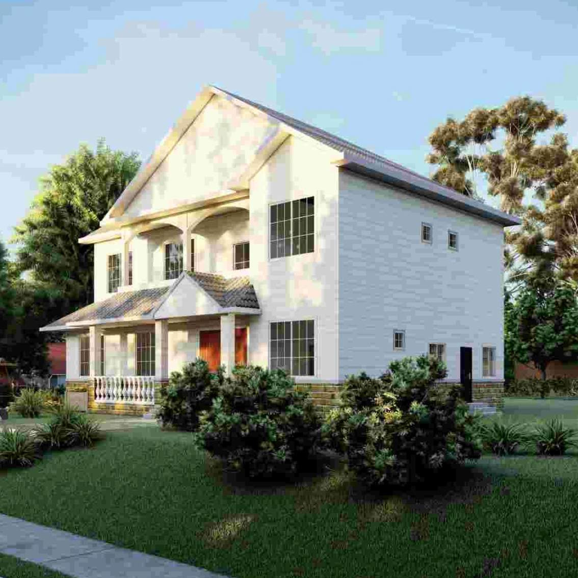 Lüks Hafif Çelik Prefabrik Villa | Hızlı Kurulum Çelik Yapı Ev Tasarımı - QB24