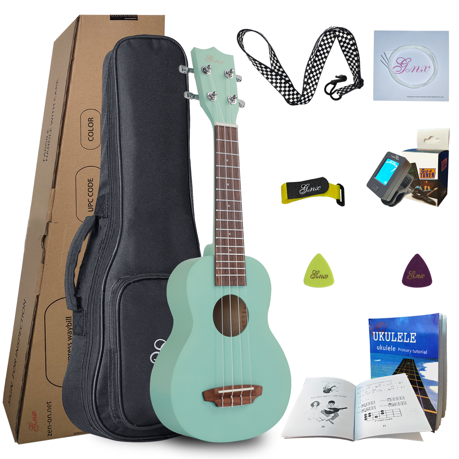 GMX Soprano Ukulele for Beginners Kids Adults 21 Inch Pink Ukelele with Gig Bag Strap 2 Felt Picks Tuner Nylon String Straping Tape