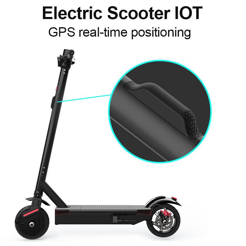 Scooters eléctricos que comparten dispositivos IoT con sistema de código de escaneo de aplicación de seguimiento GPS