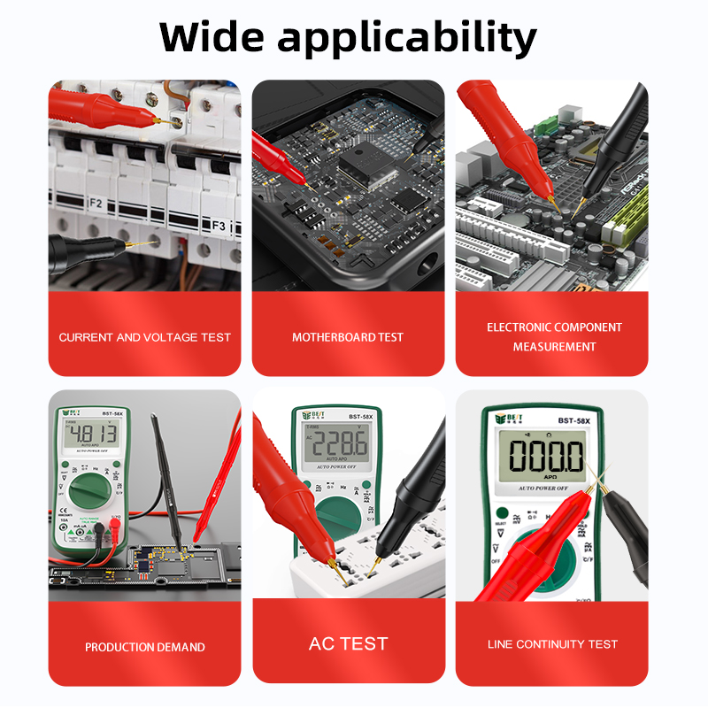 Cabos de teste de multímetro Fábrica na China, Fabricante de cabos de teste de sonda de multímetro telescópico de mola 20A, Fornecedores de cabos de teste atacadistas, BST-951