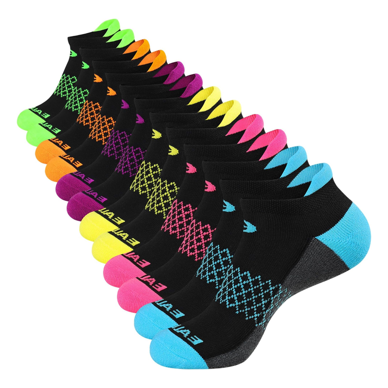 Meias de tornozelo feminino 6 pares com sola de sola atlética com as meias com guia