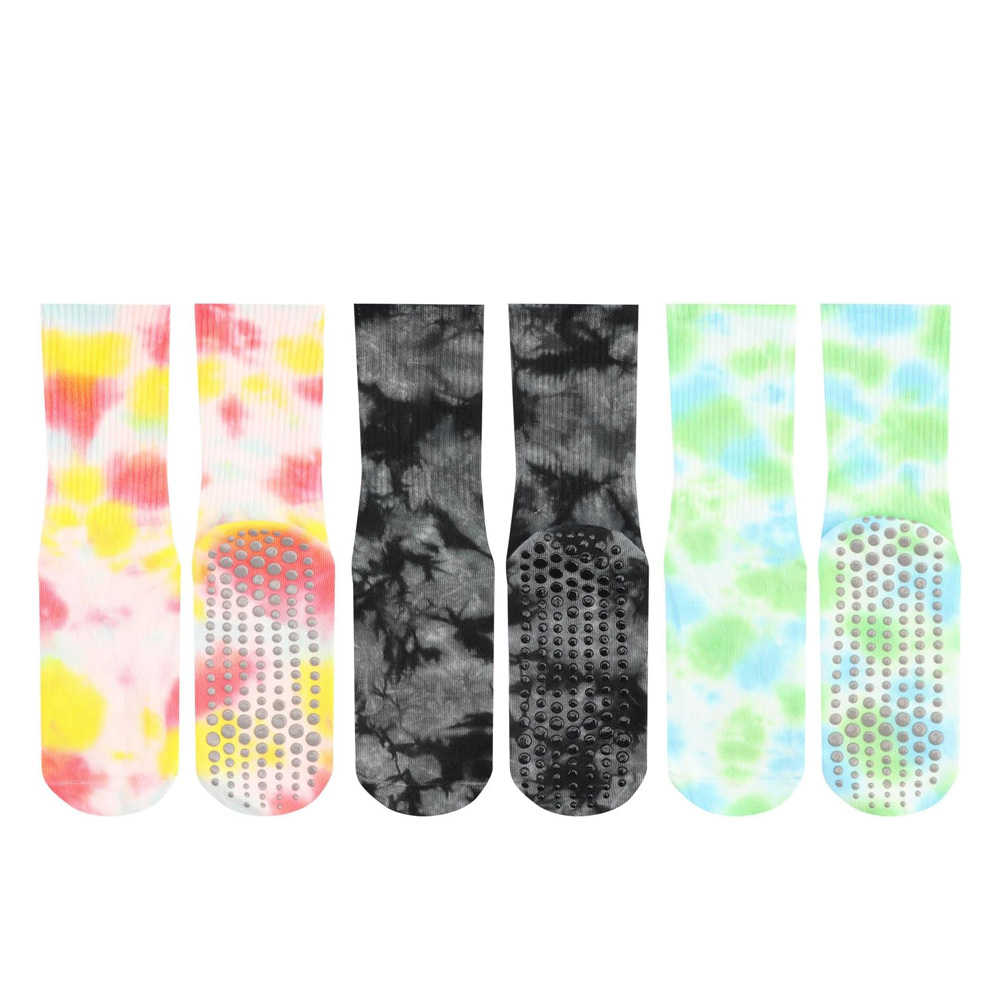Fabricante de calcetines Grip Tie Dye: calcetines de yoga antideslizantes para mujeres con puños en oferta
