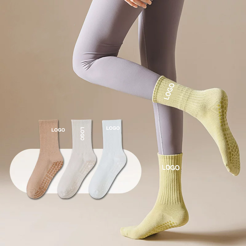 Calcetines de yoga con agarre 3D, color/tamaño personalizados, antideslizantes para estudio de yoga, compra a granel, fábrica directa