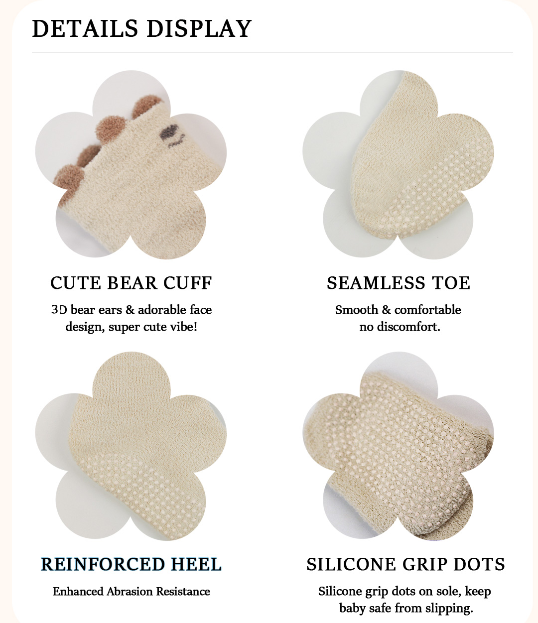 Custom logo children’s floor socks low MOQ