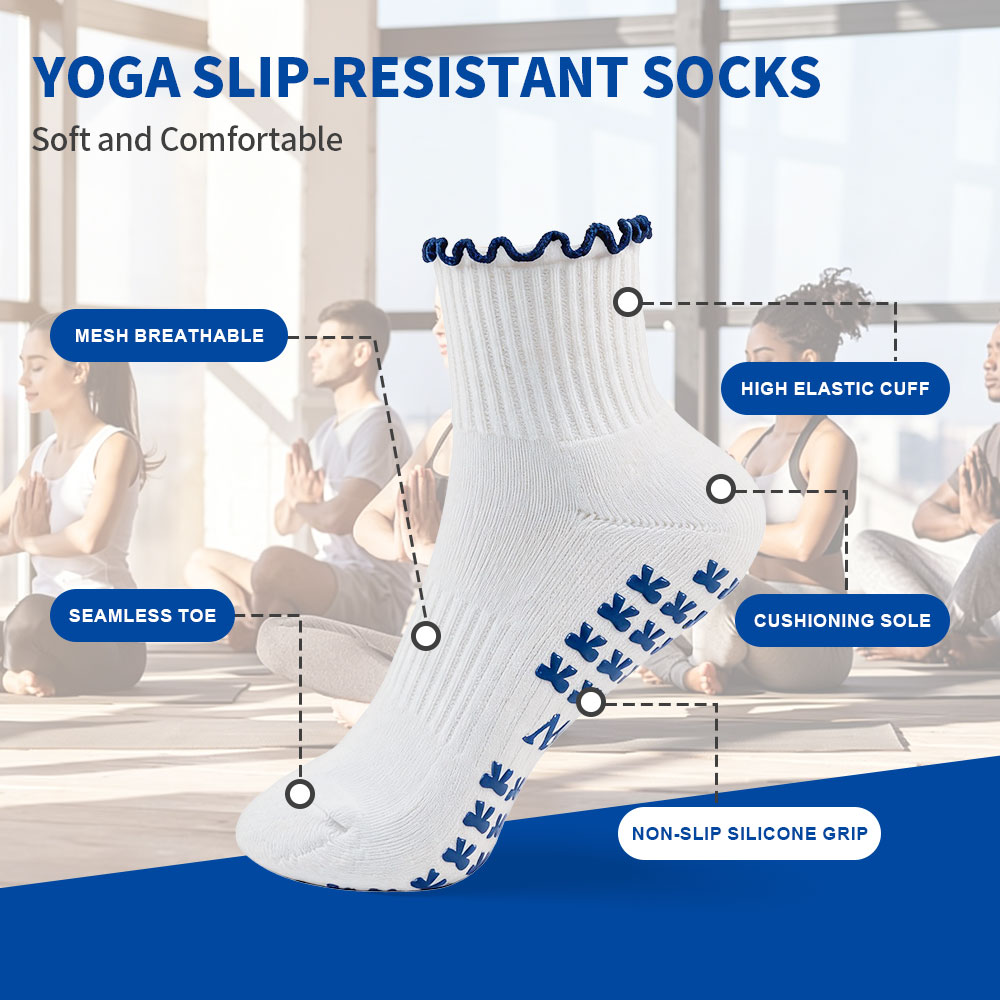 Chine Nouveau Design Grip Yoga femmes chaussettes Logo coton équipage Pilates chaussettes marque anti-dérapant personnalisé Yoga chaussettes de sport fabricant