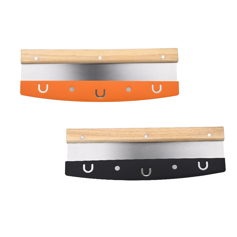 มีดโยกเครื่องตัดพิซซ่ามืออาชีพพร้อมด้ามไม้และใบมีด