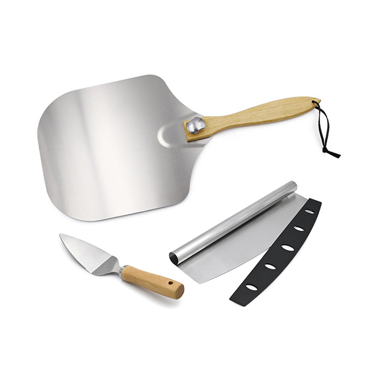 Aluminum Pizza Turning Peel and Cutter Rocker Set