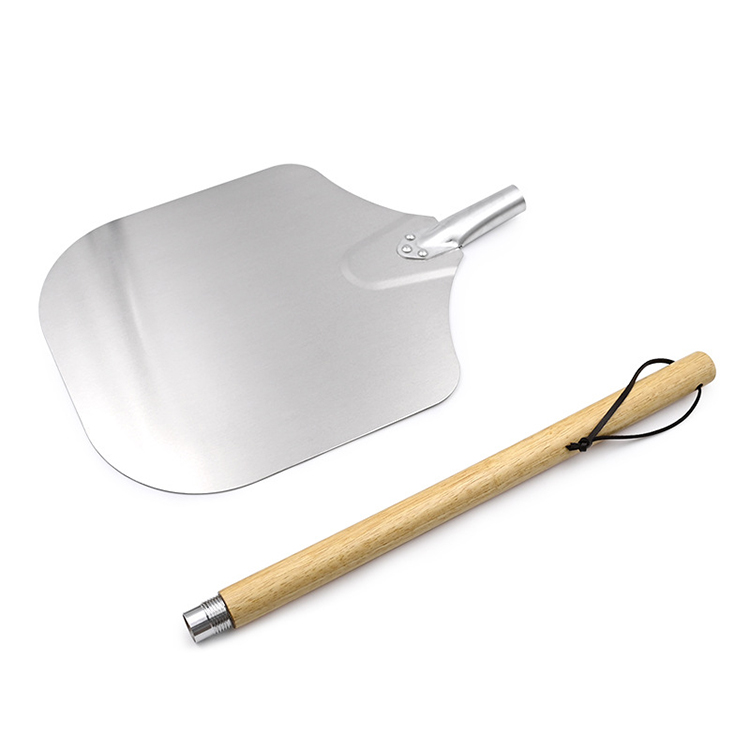 Pelle à pizza en aluminium à long manche en bois pour four à pizza