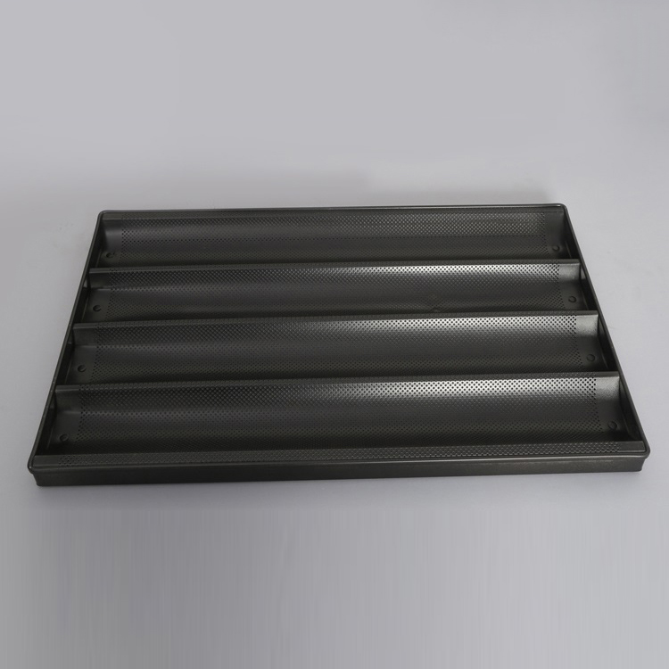 Molde para baguette perforado antiadherente de aluminio con 5 ranuras, molde para pan francés