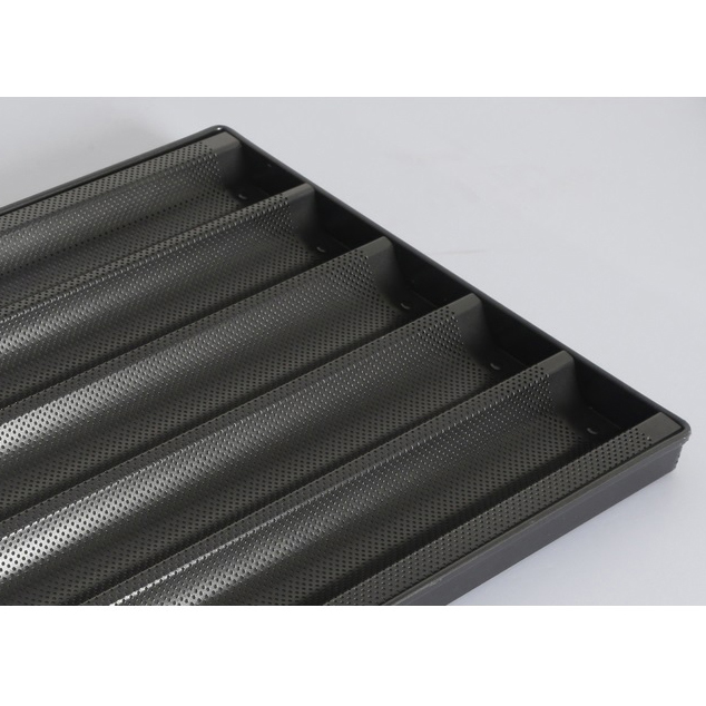 Molde para baguette perforado antiadherente de aluminio con 5 ranuras, molde para pan francés