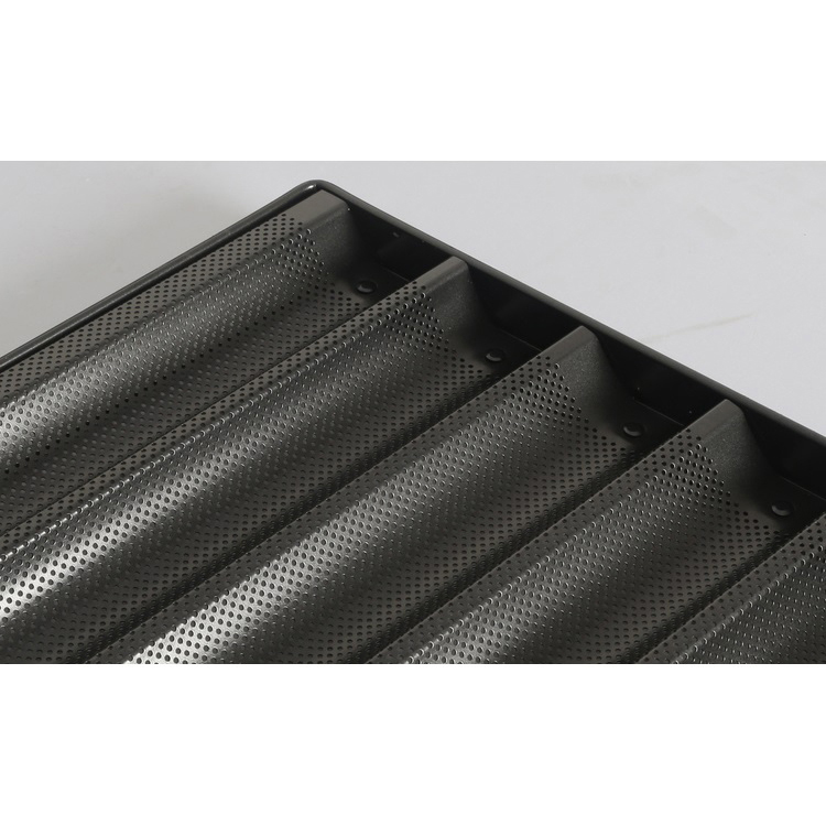Molde para baguette perforado antiadherente de aluminio con 5 ranuras, molde para pan francés