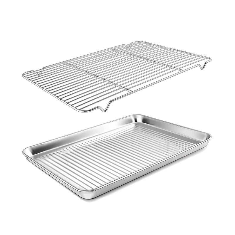 Plat de cuisson en acier inoxydable avec grille