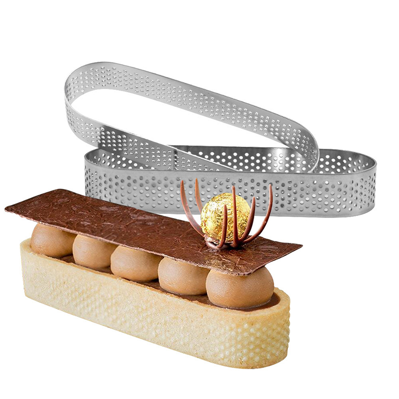 Anillos de tarta de acero inoxidable perforados ovalados