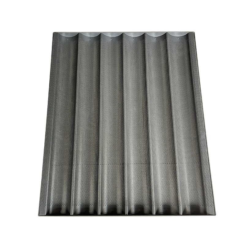 6 Rows Black Coated Baguette Bread Baking Pan