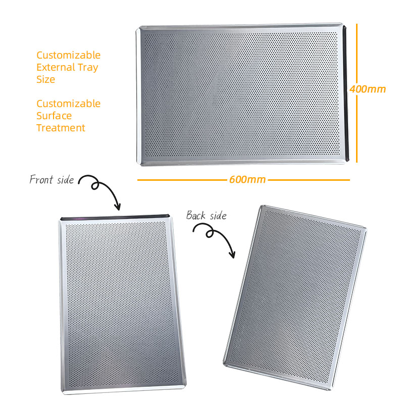 Plaque de cuisson perforée en aluminium avec coins coupés