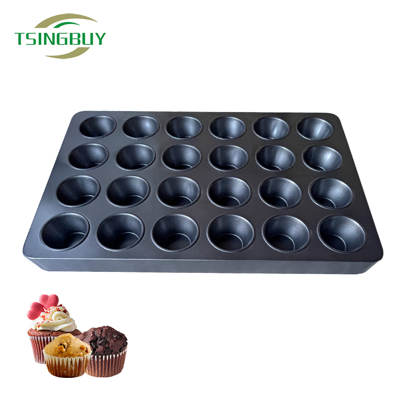 China Commercial Non Stick 24-Cavity Round Cupcake Pan manufacturer