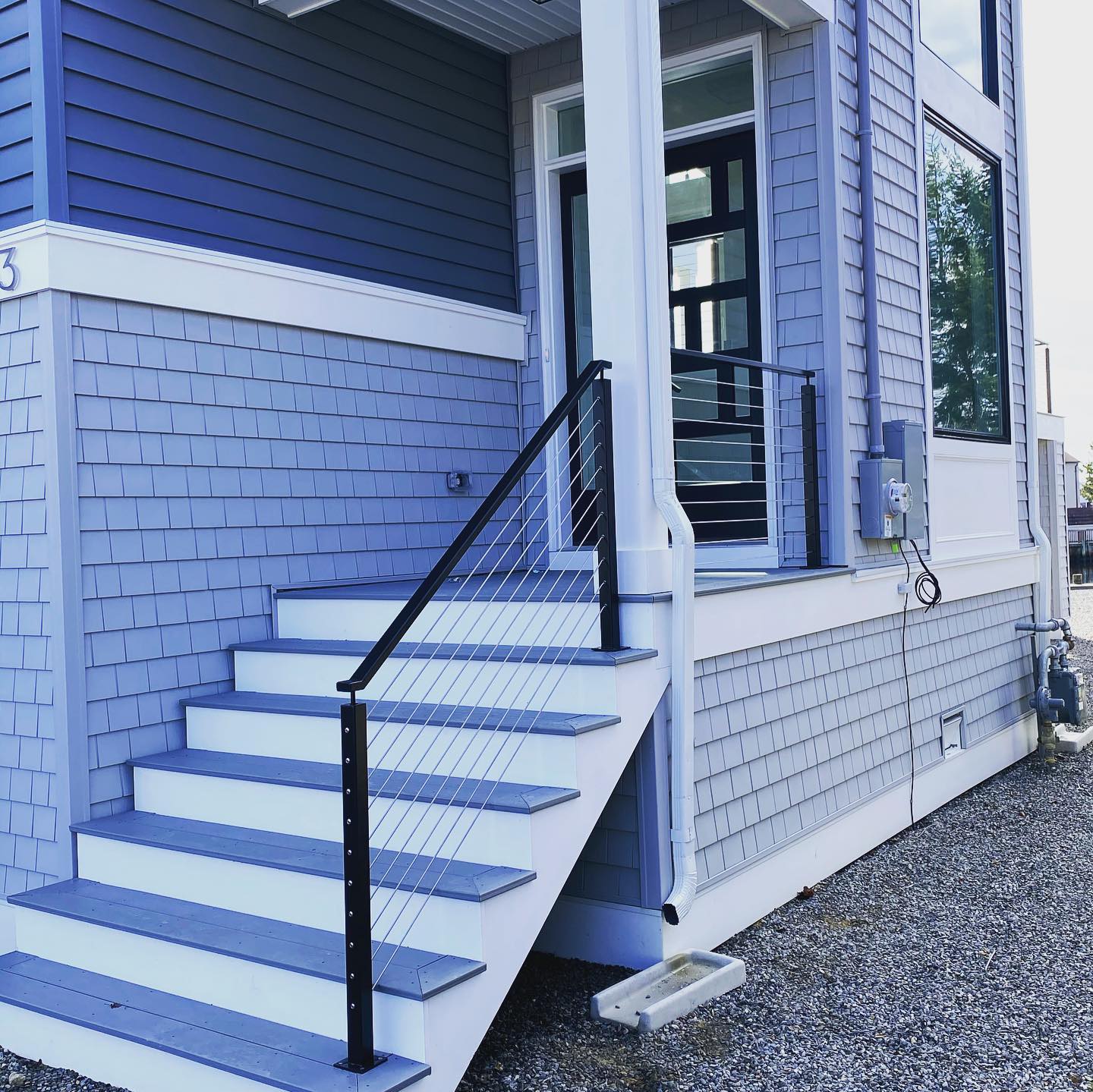 Aluminum Painted Post Wire /Cable Railing Design for Front Porch and Balcony