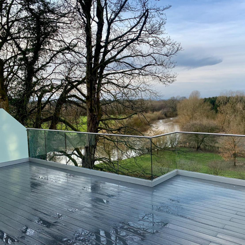 Aluminium u basiskanaal voor frameloze glazen balkon railing-systeem