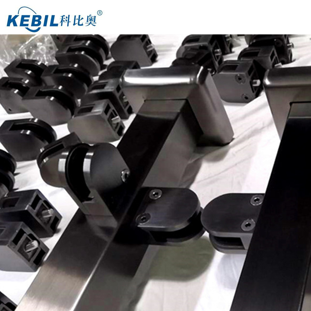 Suporte de grampo de vidro quadrado de cor preta para vidro de 3/8 "