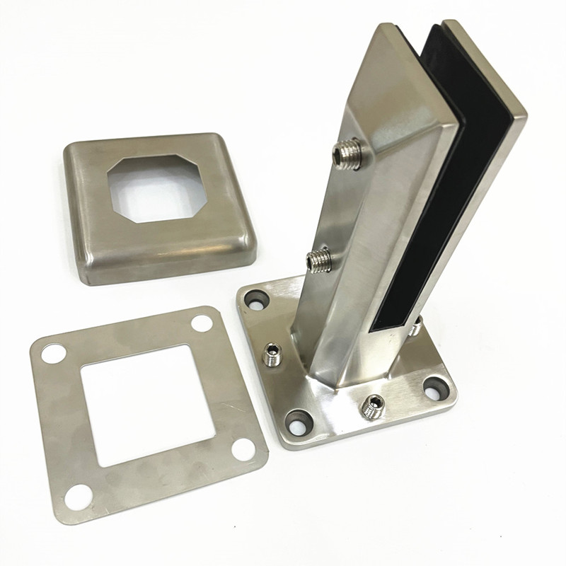 Brushed finish duplex 2205 square base plate glass spigot