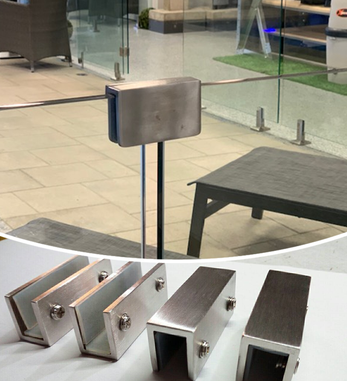 Abrazadera de barandilla de vidrio de abrazadera de vidrio tipo cuadrado de 180 grados de acero inoxidable de alta calidad