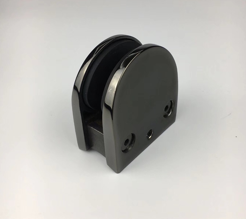 Hoogwaardige zwarte spiegel gepolijst roestvrij staal 316 trapleuning D-vorm glazen paneelklem