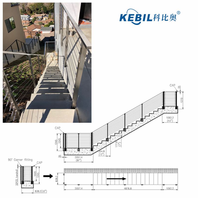 High quality stainless steel cable railing with stainless steel plate post