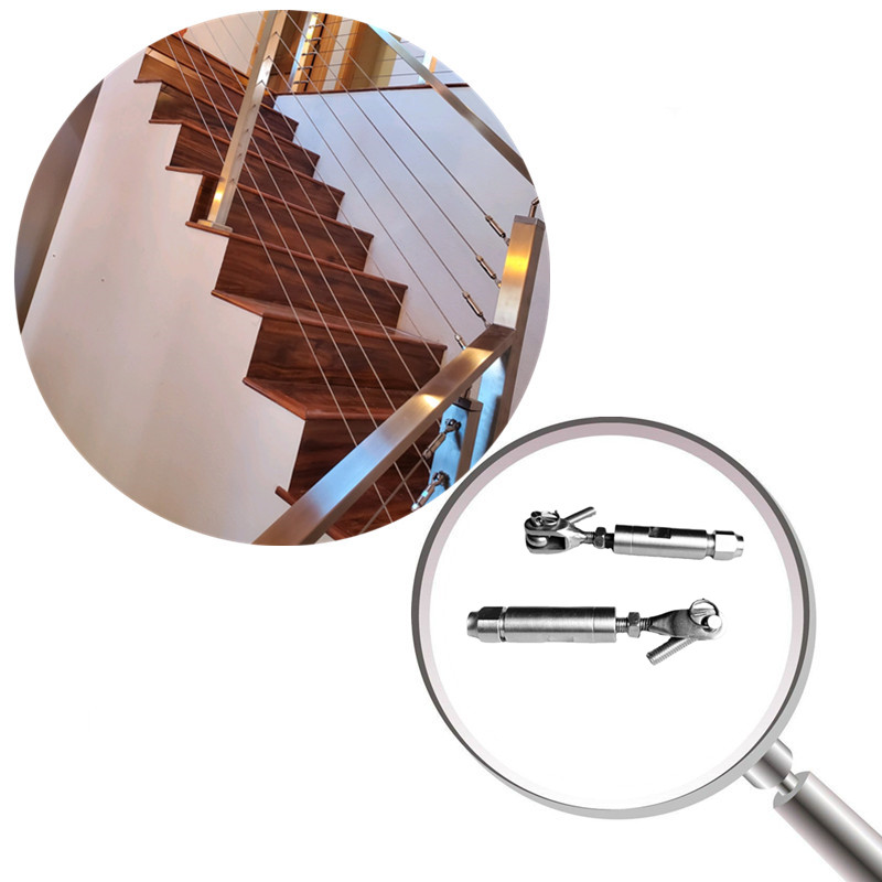 Kabel do schodów ze stali nierdzewnej w krytych napinaczach