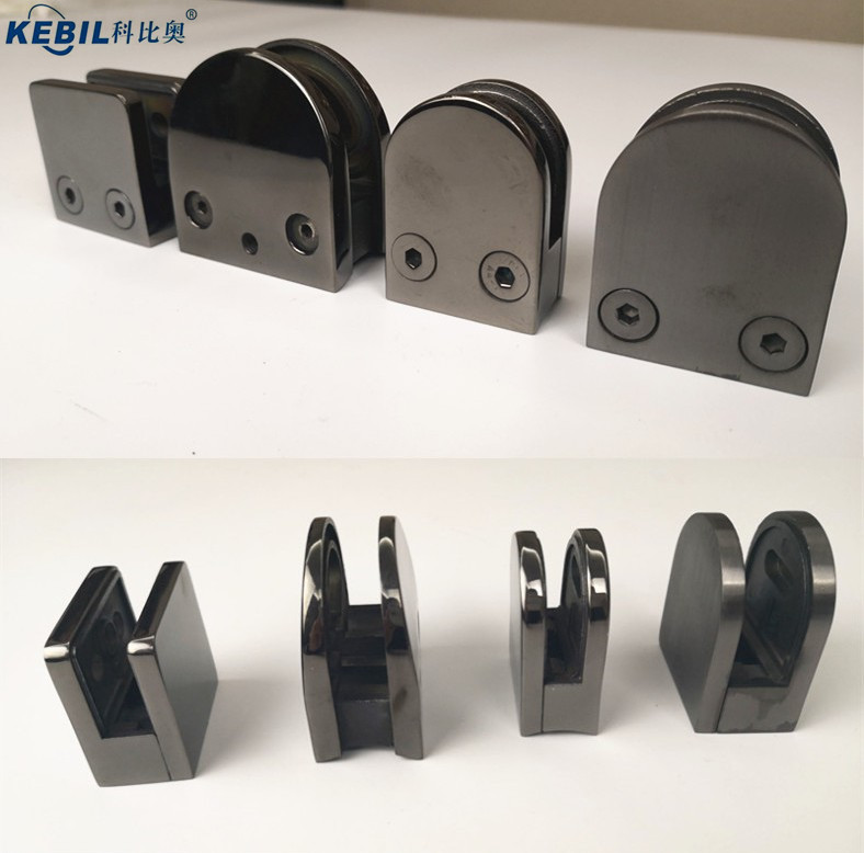 Mat zwart 304 316 2205 vierkant type roestvrijstalen glazen reling balustrade klem voor leuning