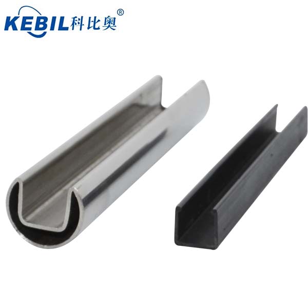 Round handrail slotted pipe for glass railing balcony glass fencing mini top rail