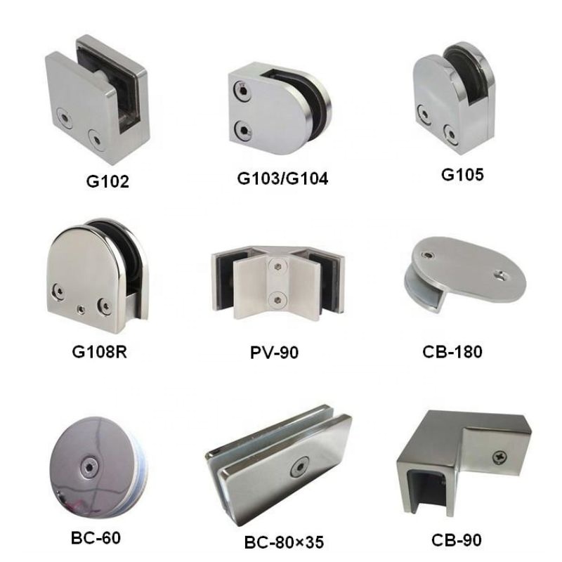 Stainless Steel 180 Degree Square Glass Clamp Clip for 8-12mm Tempered Glass Railing