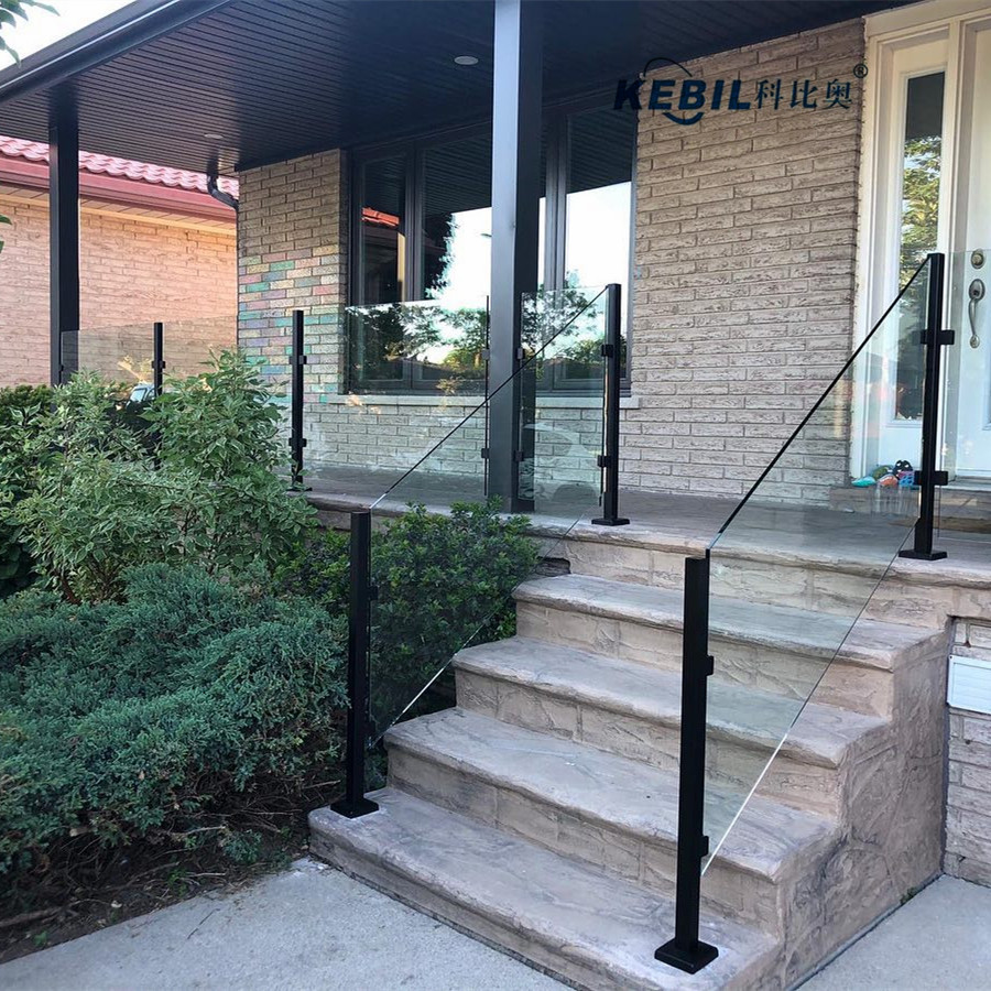 Edelstahl 304 oder 316 Black Matt Square Balustrade Post Modern Glass Railing Design