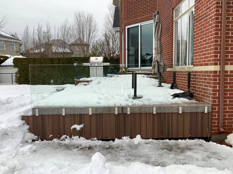 Stainless Steel Frameless Balcony Side Wall Face Mounted Smart Glass Spigots