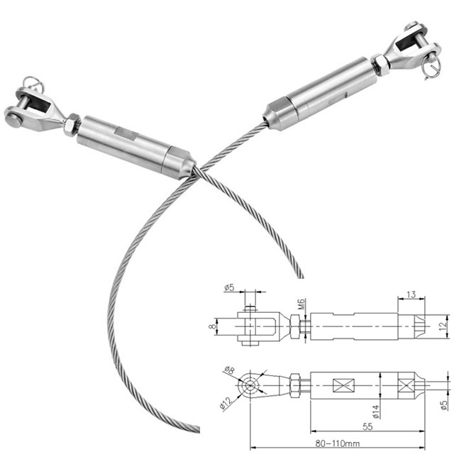 Lina stalowa ze stali nierdzewnej Gwintowana śruba rzymska Swagless do balustrad z drutu kablowego