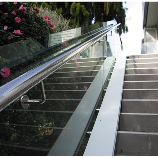 Stainless steel 12mm glass to round handrail bracket P707