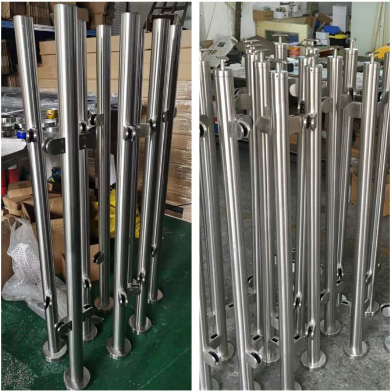 Barandilla de pilar de acero inoxidable Columna redonda Balustrada Post Balustre para barandilla de cristal