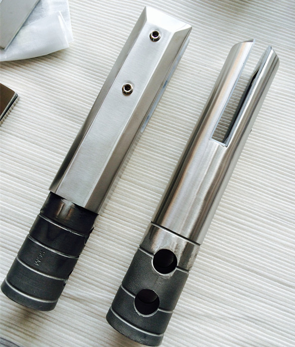 Stainless steel square core drill spigot for frameless glass railing design