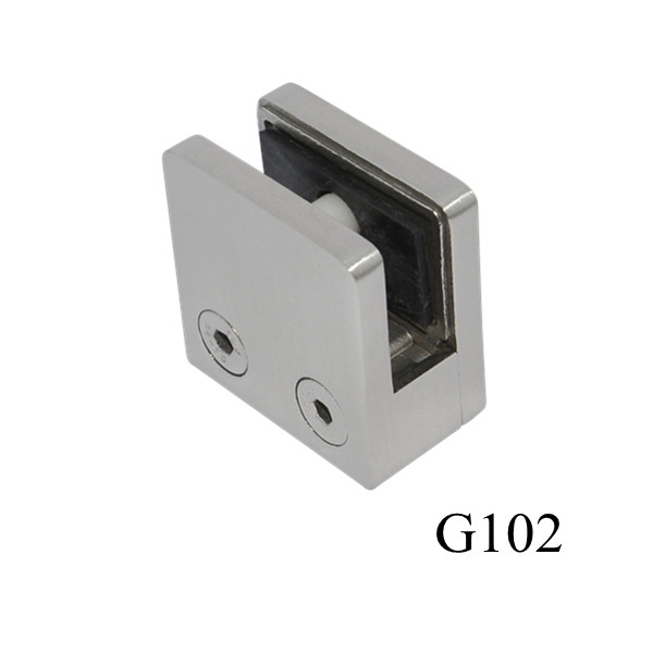 Stainless steel square type glass clamp with safety pin  for 8-10mm glass,flat base