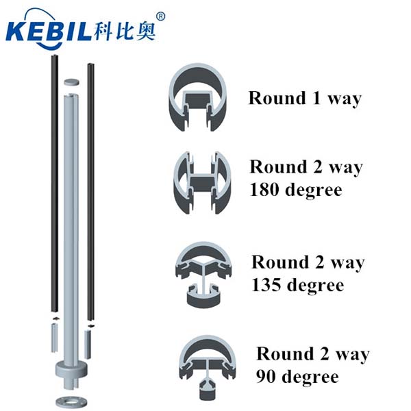 anodisointi tai jauhe pinnoite alumiini 6063 T5 lasi parveke kaide pyöreä tyyppi postitse ja varusteet