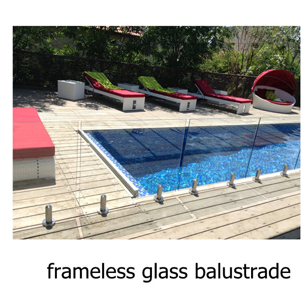 china 1/2" frameless glass pool fence with stainless steel mini post