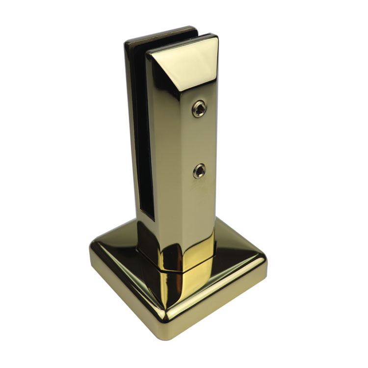 codolo quadrato in vetro color oro con base quadrata per recinzione piscina