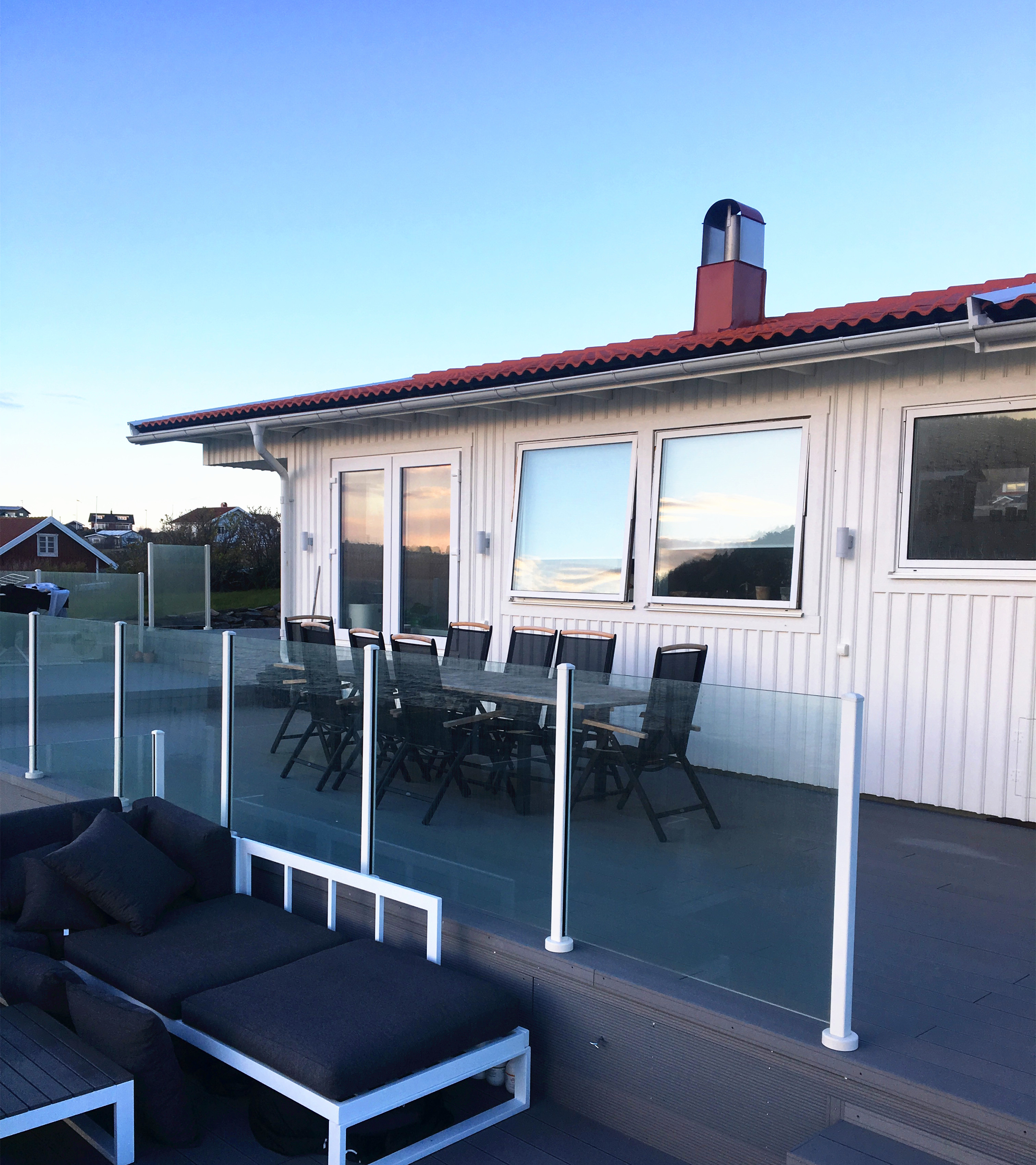 Moderni parveke muotoilu halpa alumiinilasi kiskotuoli 50x50mm neliö