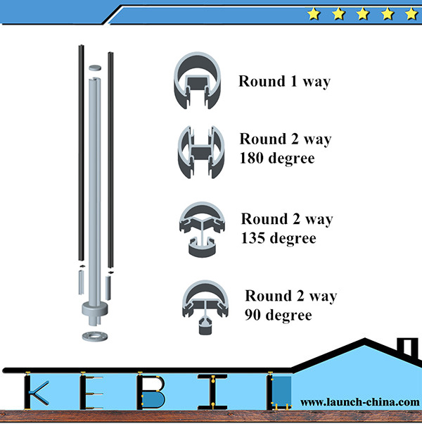 powder coated aluminum pole for outdoor glass railing system