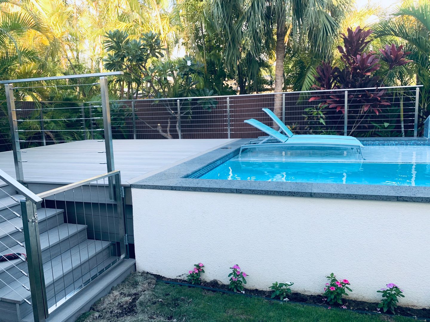 sistema di ringhiere per cavi quadrati in acciaio inossidabile per montaggio laterale