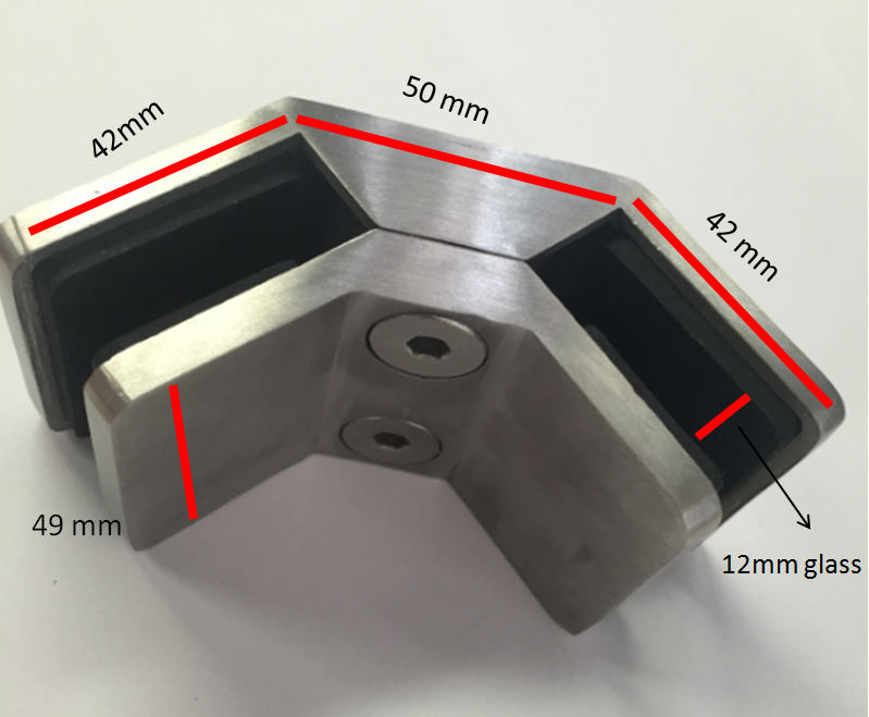roestvrij staal van 90 graden coner glas klem voor 12mm glas