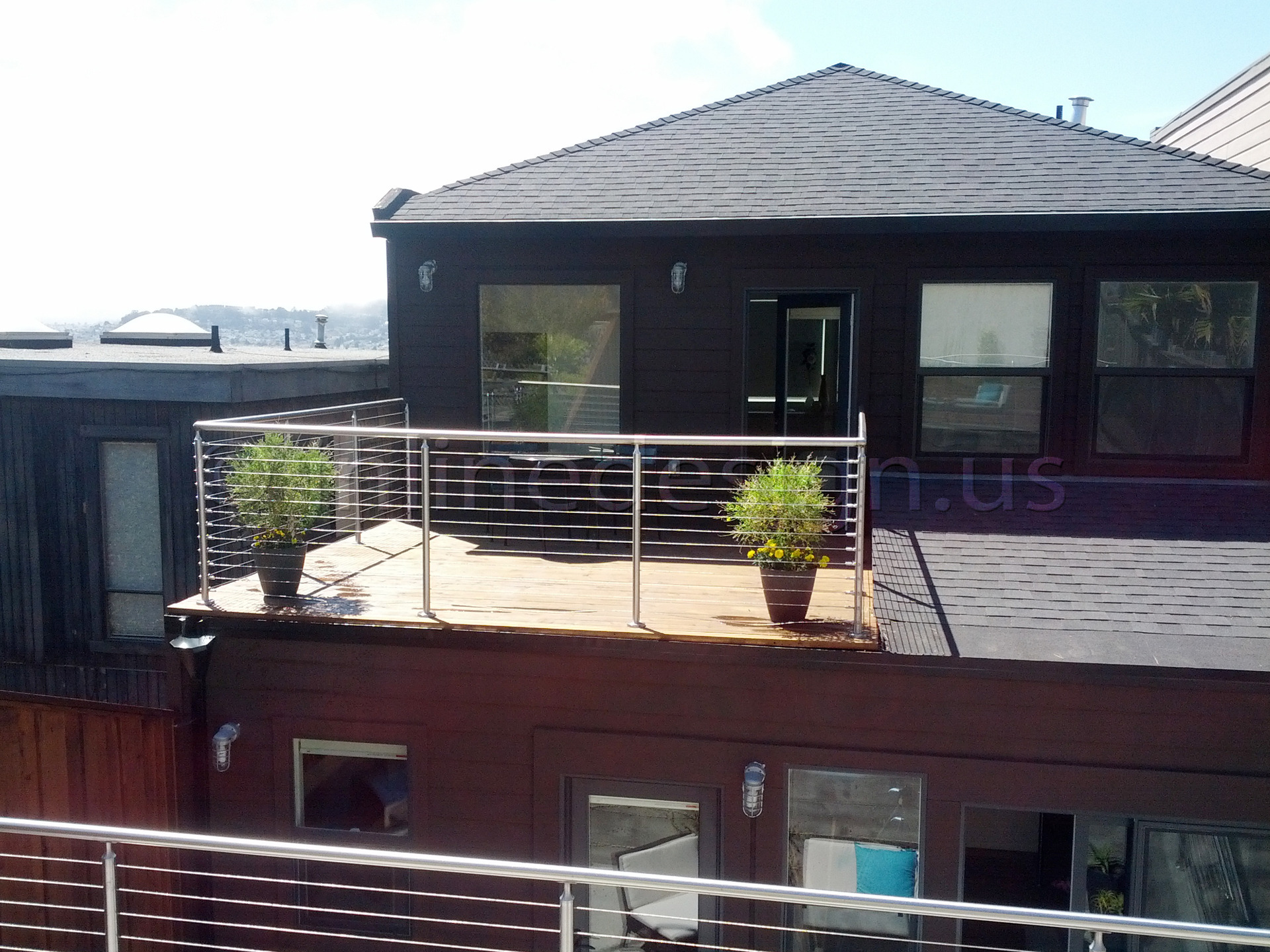 Edelstahlseil Geländer, Rundpfosten mit dia 50,8 mm Handlauf