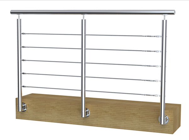 stainless steel cable railing with posts and cable ends