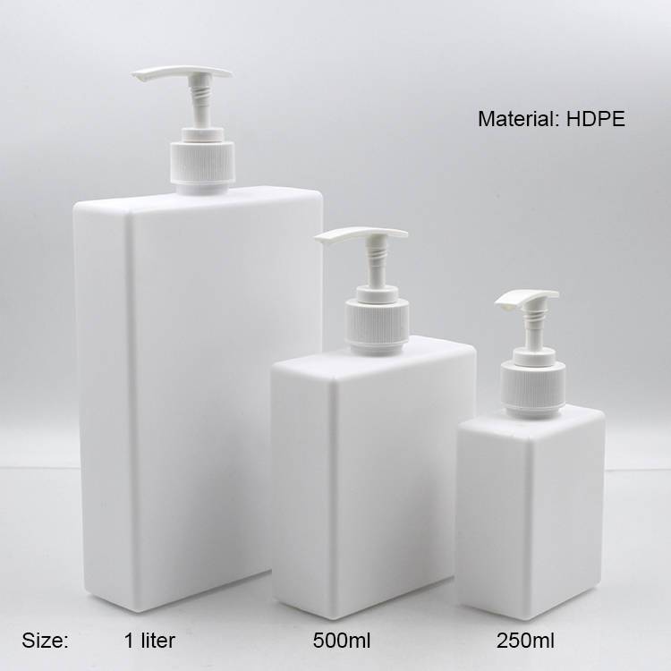 250ml 500ml 1000ml white square pump bottle
