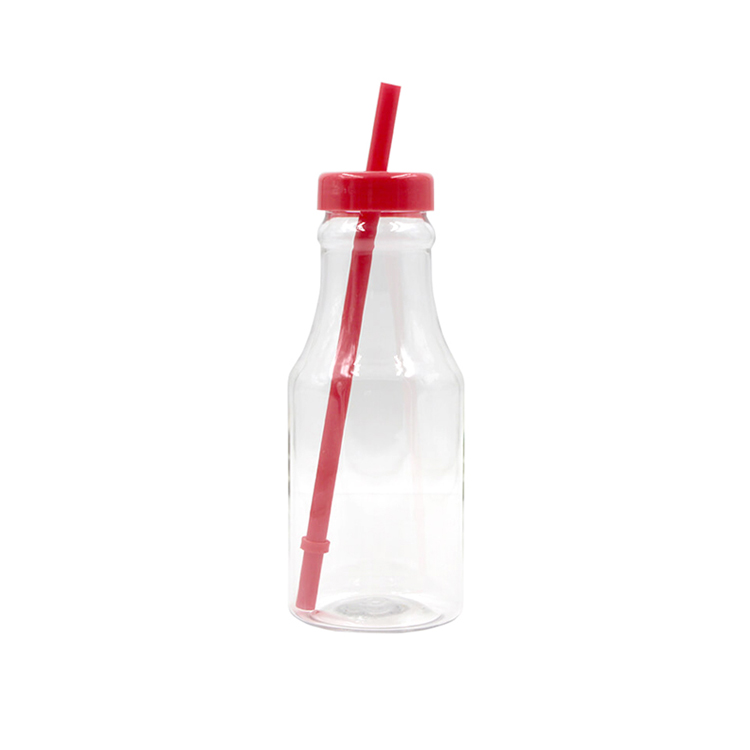 300ML Plastic Milk Bottle With Straw