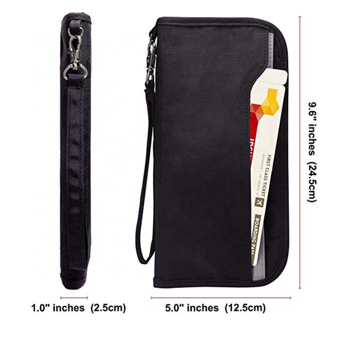RFID Documents Organizer Zipper Case